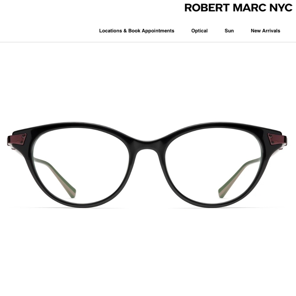 Robert Marc #2012 Acetate/Titanium Cat-Eye Glasses, Black Onyx, 49MM, NWT, $595